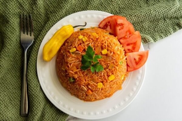 A photo of Nigerian jollof rice