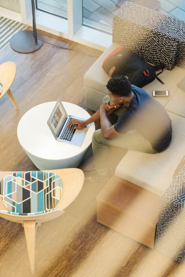 A young entrepreneur man using a laptop